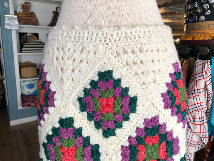 70s Granny-Square Afghan Maxi Skirt S/M