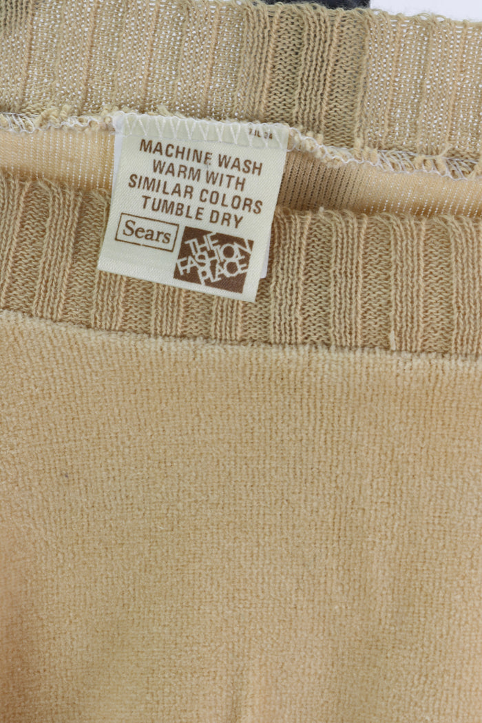 70s Sears Tan Velour Top S