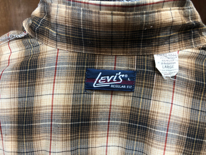 80s Levis Metallic Plaid Shirt L