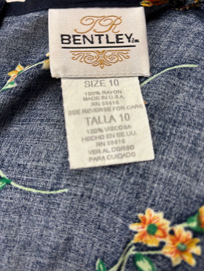 90s Bentley Blk/Yllw Midi Dress L