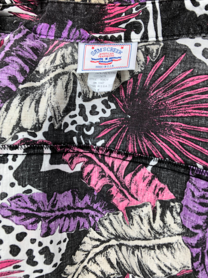 90s Pink/Purp/Wht Tropical Top M