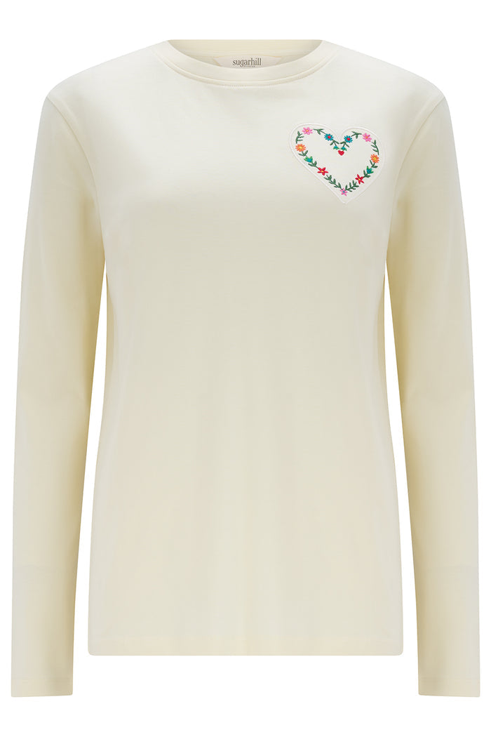 Brunswick Top (Off White/Heart Flower)