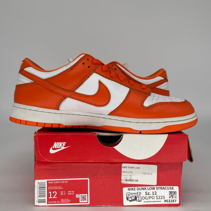 NIKE DUNK LOW SYRACUSE CU1726-101 SIZE 12/13.5W