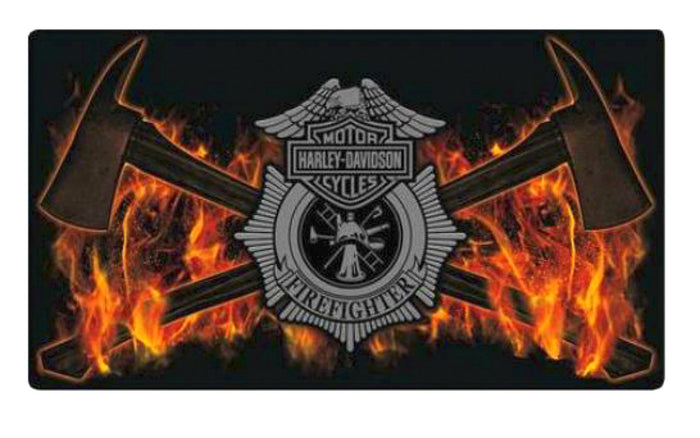 H-D Fire Axes Sign: Includes pre-drilled holes for quick & easy display