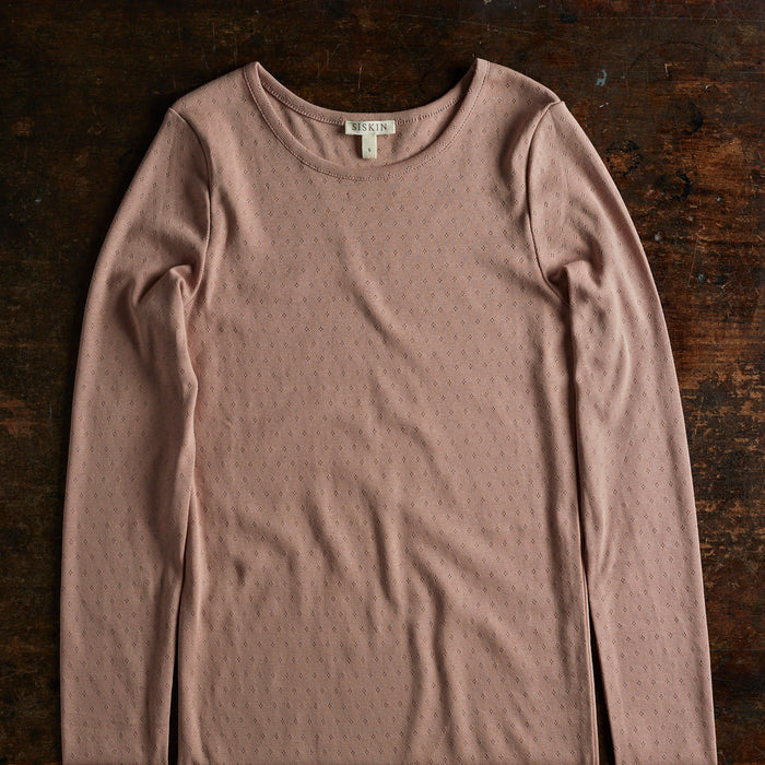 Lark Women's Top - Cotton Pointelle - Peony