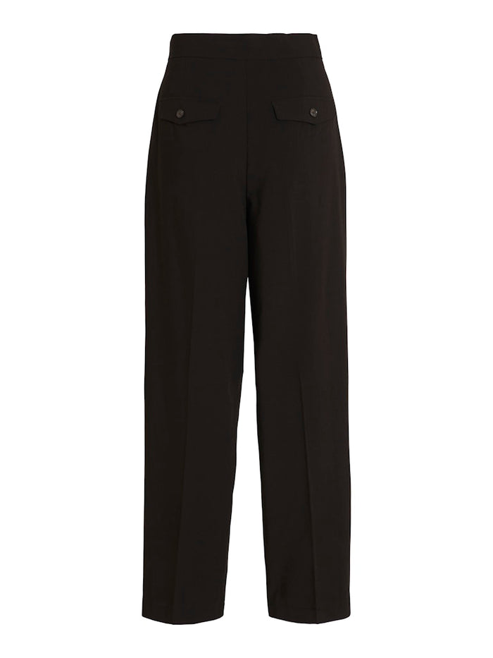 Lory High Waisted Pleated Pants (Black)