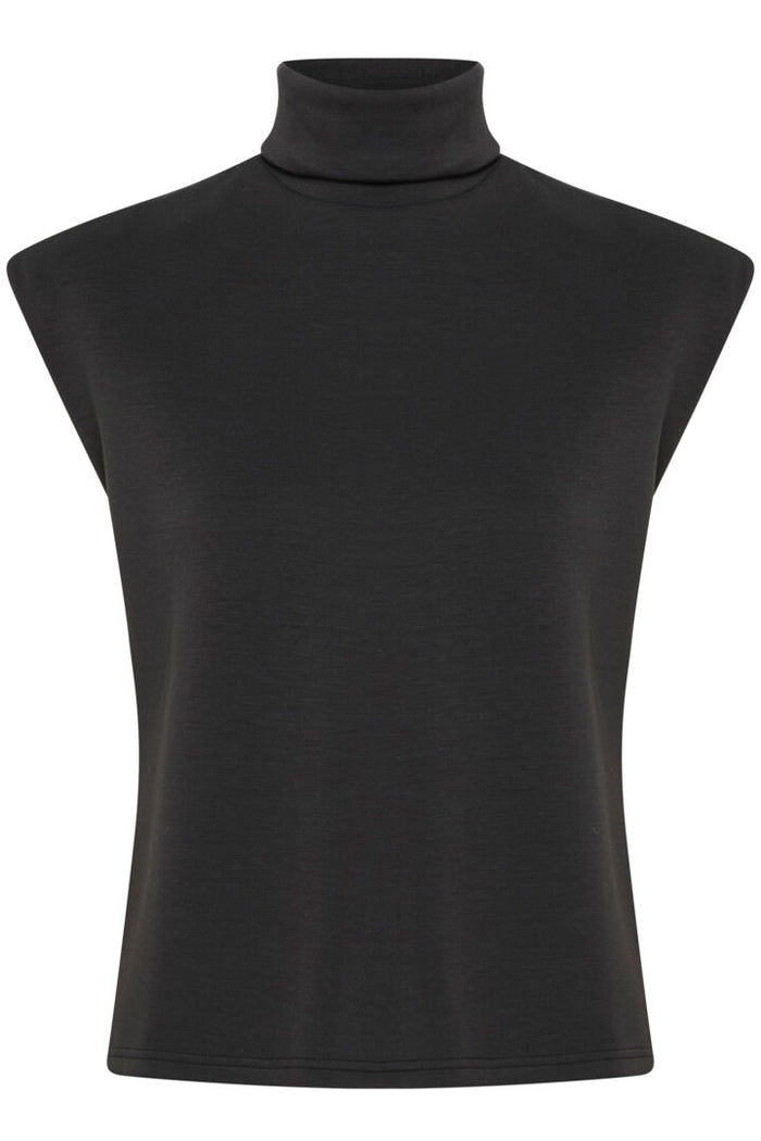 Melina Sleeveless Roll Neck Top (Black)