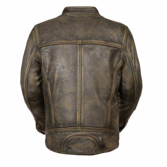 Men's Euro-collar Jacket Distressed: Features:
Premium Cowhide 1
