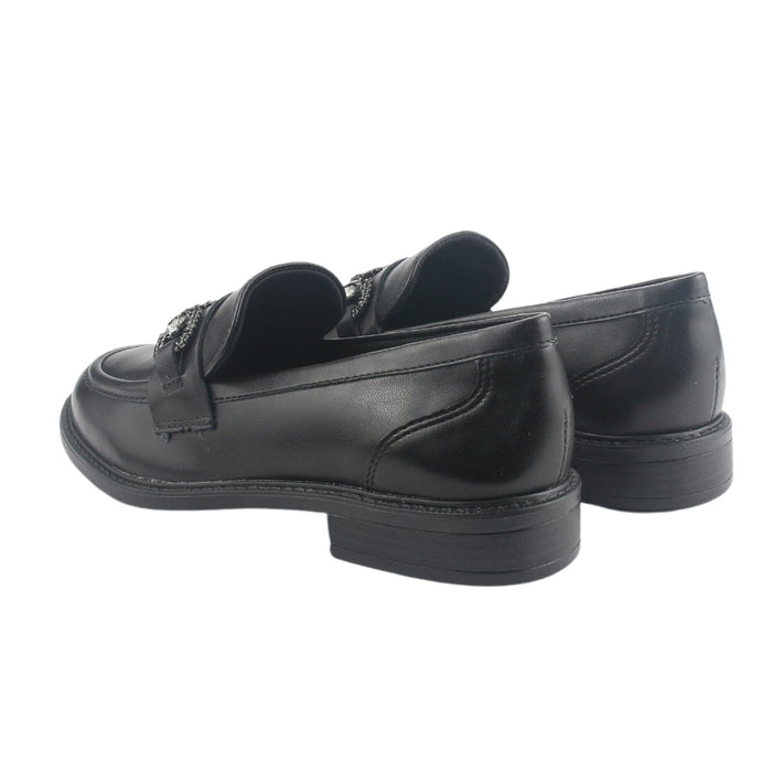 Mocasin Via Marte Mujer 077-004-01 Negro Casual Mocasines Planos Via Marte