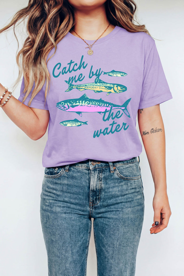 Orchid Petal Catch me by the water Fishes Printed T Shirt