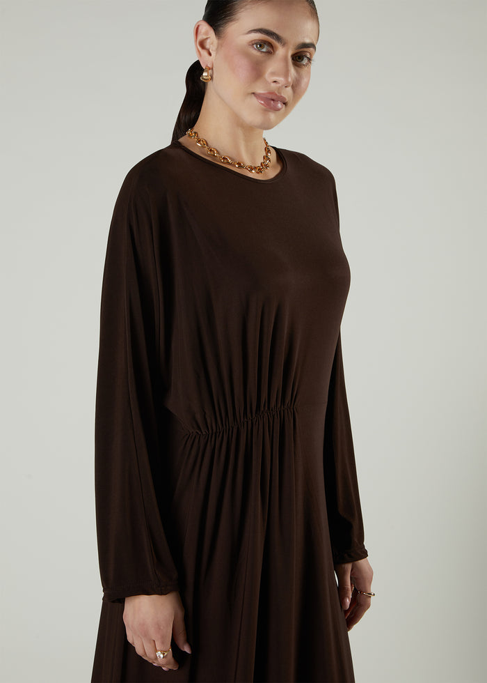 Side Pleat Abaya Chestnut