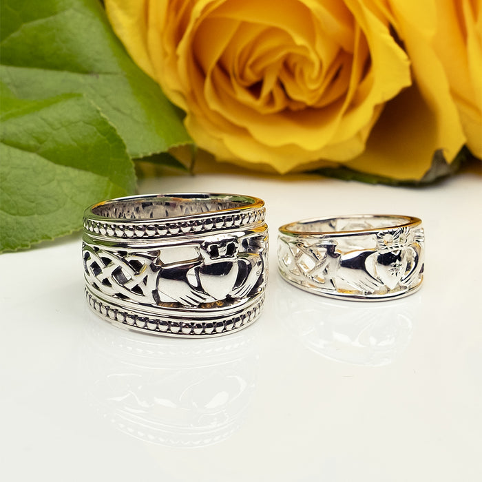 Silver Claddagh Diamond Ring