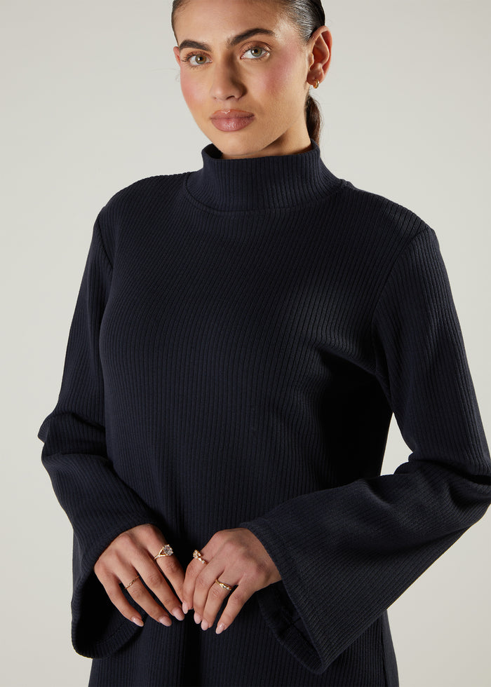Turtle Neck Abaya Navy