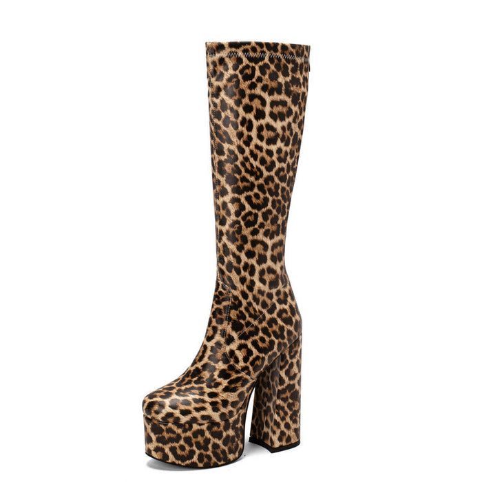 Waterproof Women's Waterproof Stretch Platform Boots Perfect for Rainy Days