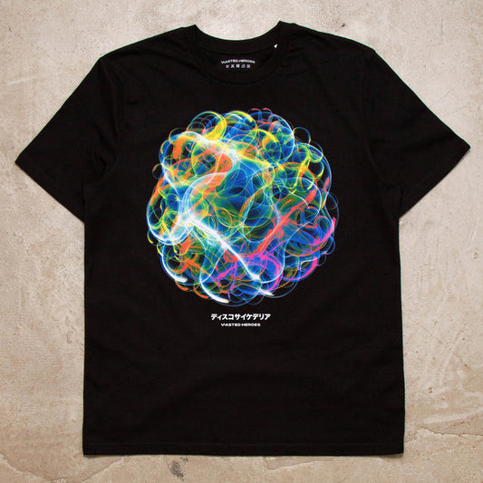 046 Disco Psychedelia Front Print - Tshirt - Black