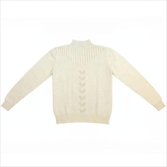 100% Wool Machine Knit Sweater – Natural Color | Winter Wear