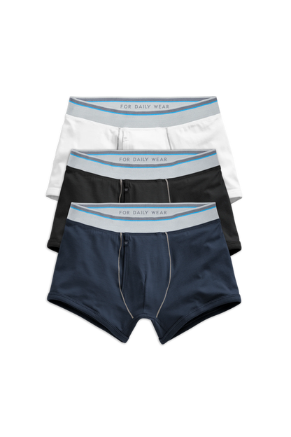 Front View of 3-Pack 18-Hour Jersey Trunks in Classics