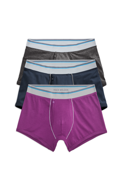 Front view of 3 pack 18 hour jersey trunk in Night Garden