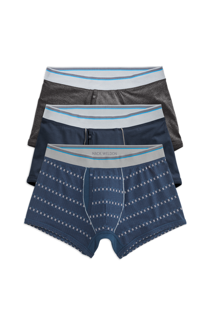 Front view of 3 pack 18 Hour Jersey Trunk in Stormy Night