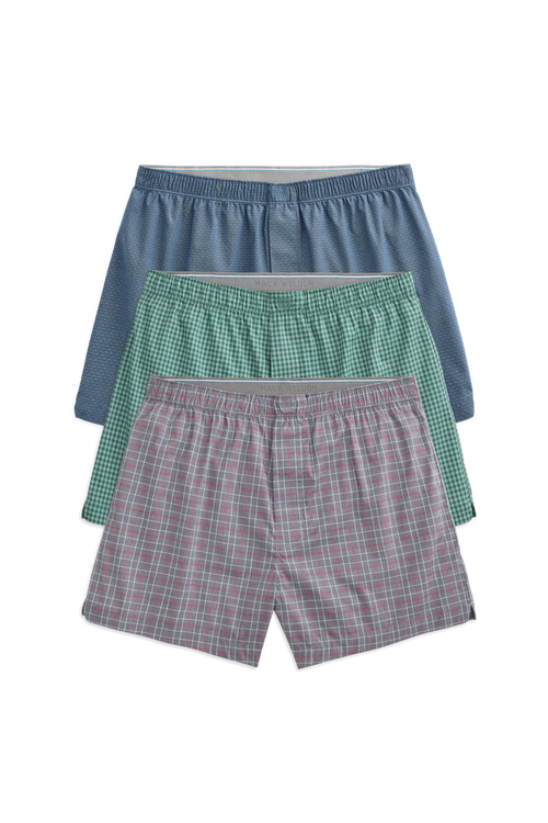 Front view of 3-Pack 24/7 Woven Boxer in Tis the Season