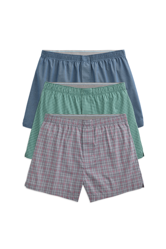 Front view of 3-Pack 24/7 Woven Boxer in Tis the Season