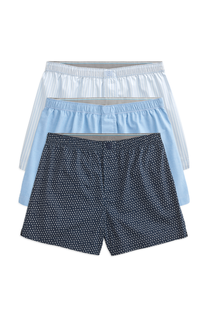 Front view of 3 pack 24/7 Woven Boxer in Art Deco