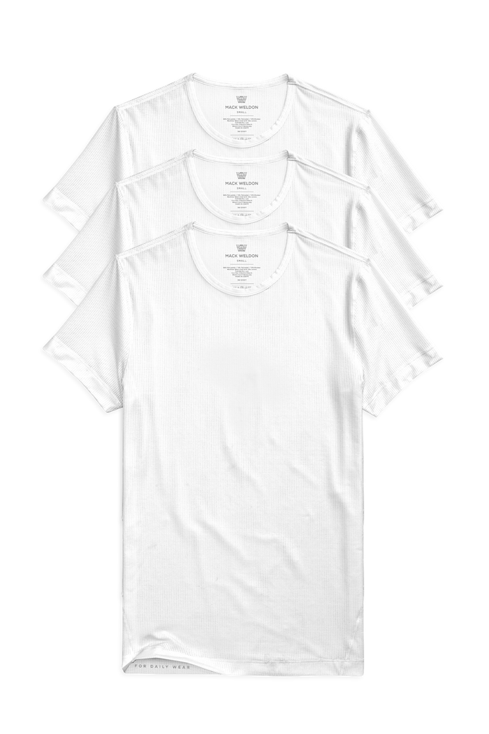 Front view of 3-Pack AIRKNITˣ Crew Neck Undershirt in Bright White