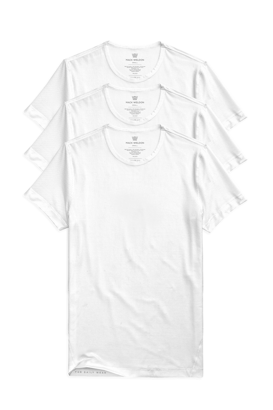 Front view of 3-Pack AIRKNITˣ Crew Neck Undershirt in Bright White