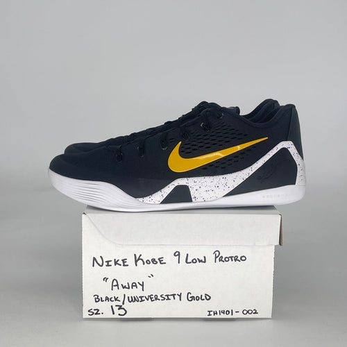 NIKE KOBE 9 EM LOW PROTRO BLACK UNIVERSITY GOLD IH1401-002 SIZE 13/14.5W