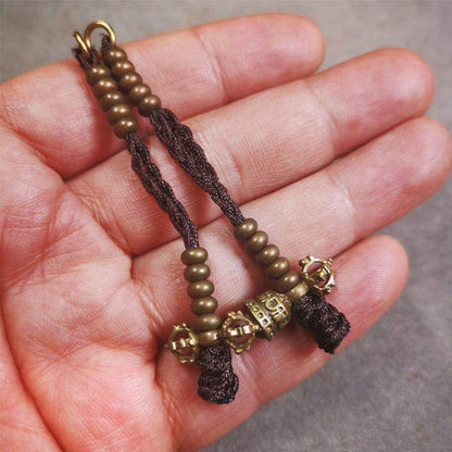 5mm Brass Prayer Bead Counters with Dorje Bell Pendant - Tibetan Buddhist art, view 4