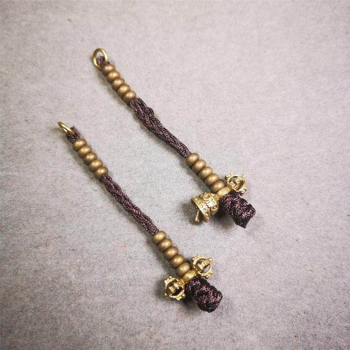 5mm Brass Prayer Bead Counters with Dorje Bell Pendant - Tibetan Buddhist art, view 6