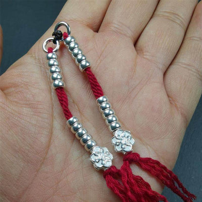 5mm Sterling Silver Prayer Bead Counters with Lucky Knot Pendant - Tibetan Buddhist art, view 6