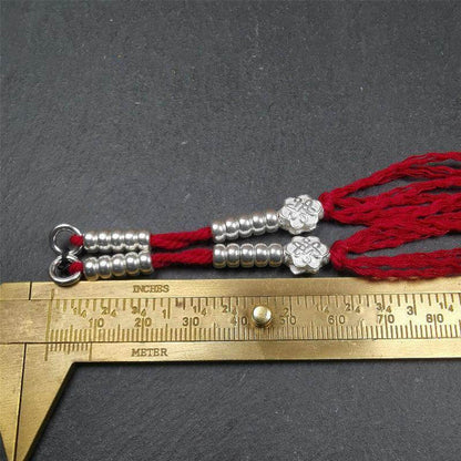 5mm Sterling Silver Prayer Bead Counters with Lucky Knot Pendant - Tibetan Buddhist art, view 7