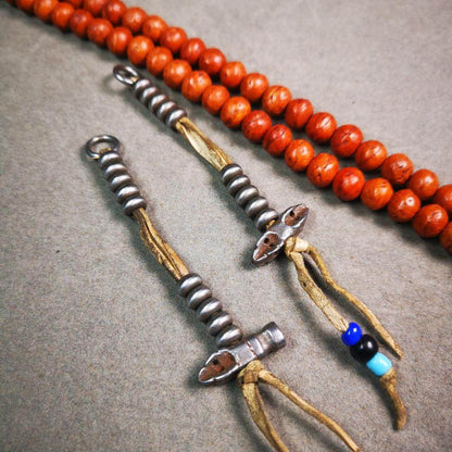 6mm Cold Iron Prayer Bead Counters with Dorje Bell Pendant - Tibetan Buddhist art, view 5