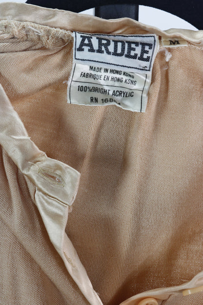 70s Ardee Peach Jersey & Satin Top      M