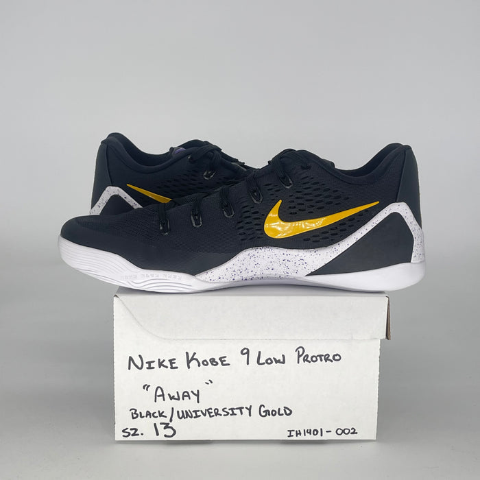 NIKE KOBE 9 EM LOW PROTRO BLACK UNIVERSITY GOLD IH1401-002 SIZE 13/14.5W