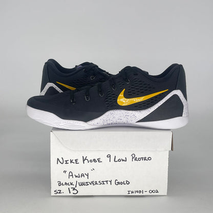 NIKE KOBE 9 EM LOW PROTRO BLACK UNIVERSITY GOLD IH1401-002 SIZE 13/14.5W