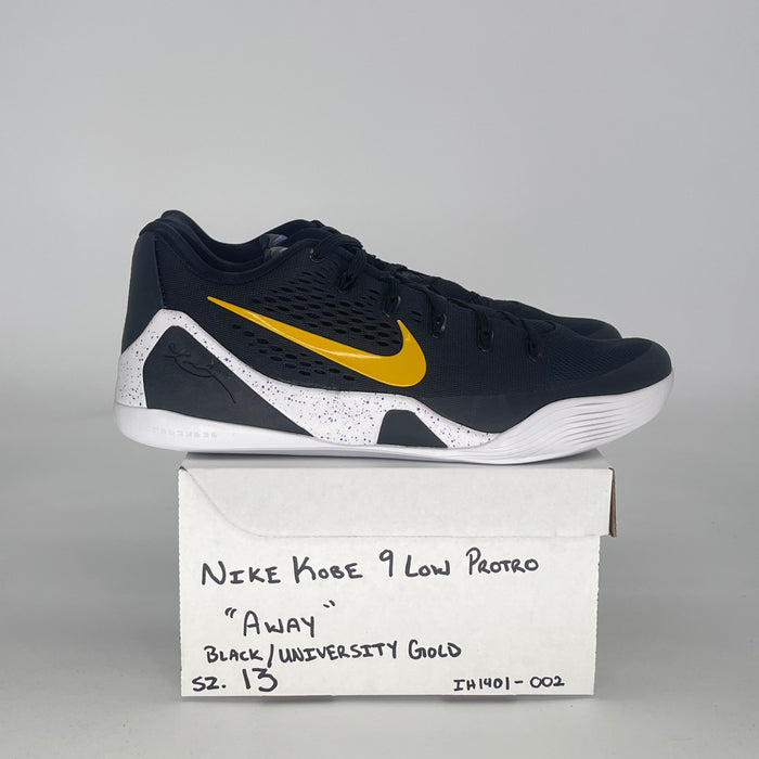 NIKE KOBE 9 EM LOW PROTRO BLACK UNIVERSITY GOLD IH1401-002 SIZE 13/14.5W