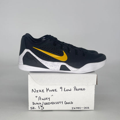 NIKE KOBE 9 EM LOW PROTRO BLACK UNIVERSITY GOLD IH1401-002 SIZE 13/14.5W
