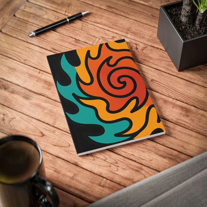 Softcover A5 notebook with spiral binding and 150 lined pages for school notes, journal entries and practical writing easily.
