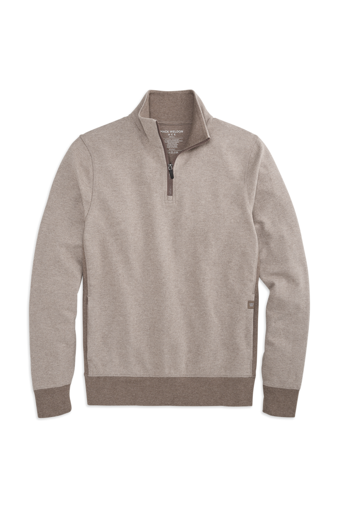 Vicuna Herringbone | Front view of Ace Half Zip in Vicuna Herringbone