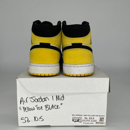 AIR JORDAN 1 MID YELLOW TOE BLACK SIZE 10.5/12W 852542-071