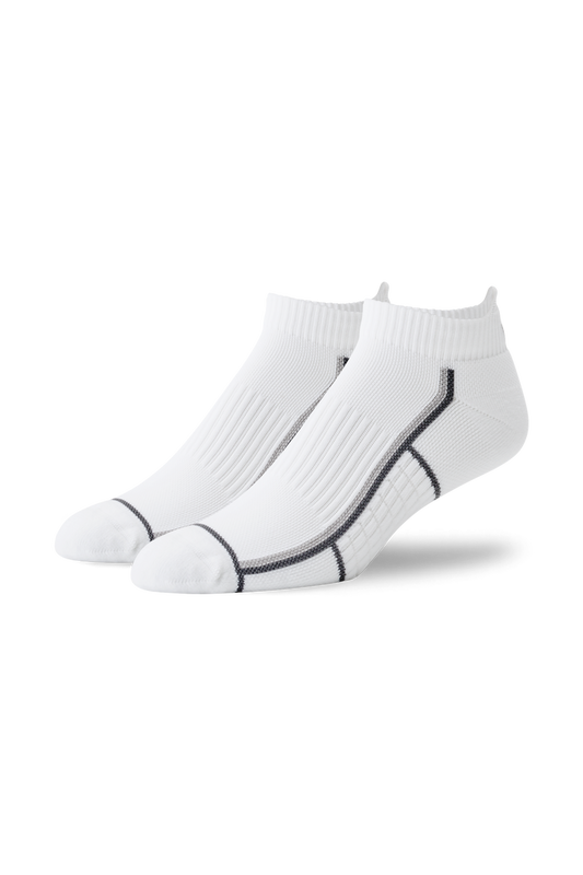Bright White - Outline | Front view of AIRKNITx Ankle Sock in Bright White - Outline