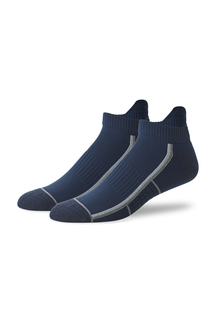 True Navy - Outline |Front view of AIRKNITx Ankle Sock in True Navy - Outline