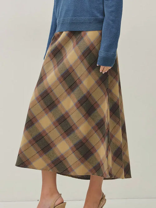 All Pulled Together Khaki Midi Skirt