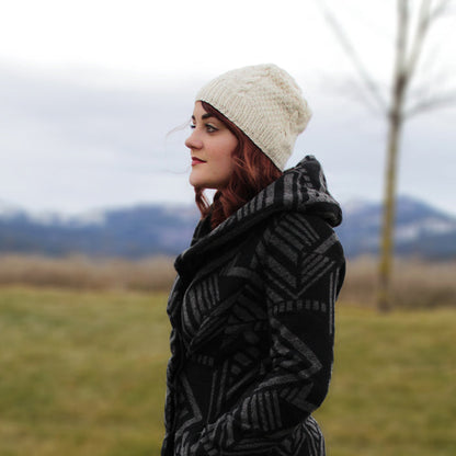 Alpaca Direct Cabled Beanie with Fleece Lining-Apparel-Alpaca Direct-Ecru-Alpaca Direct