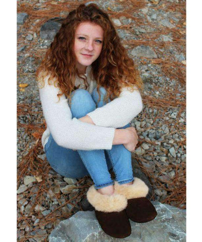 Alpaca Leather Bootie Slippers with Fur Lining-Apparel-Alpaca Direct-Small-Fawn-Alpaca Direct