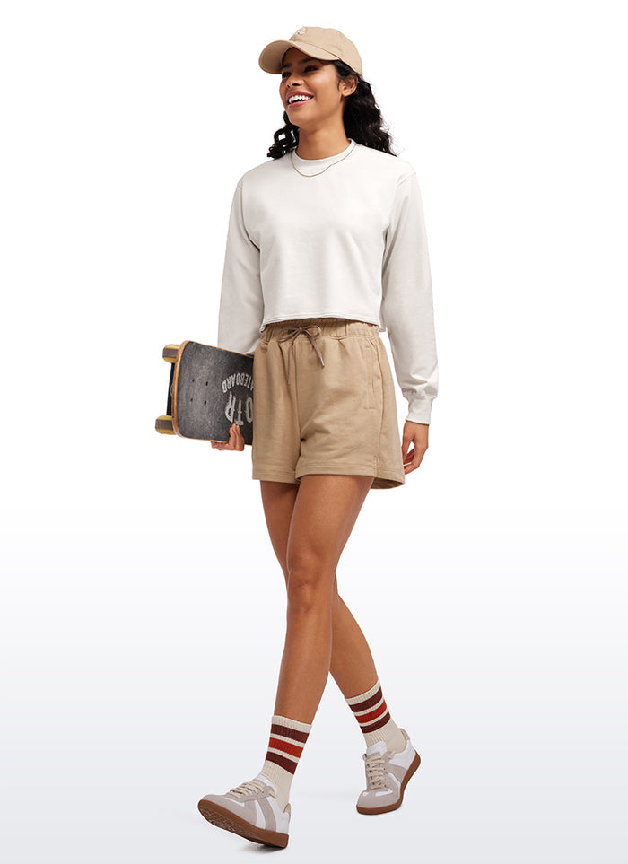CRZ YOGA Womens Classic Fit Sweat Shirt Crew Neck Pullover Milky White