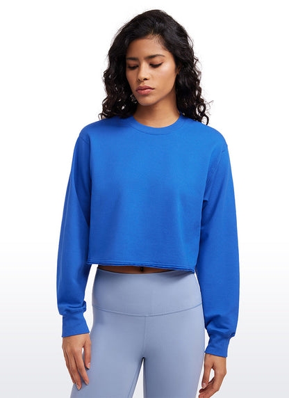 CRZ YOGA Womens Classic Fit Sweat Shirt Crew Neck Pullover Sparkle Blue
