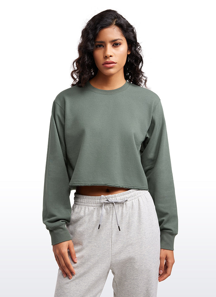 CRZ YOGA Womens Classic Fit Sweat Shirt Crew Neck Pullover Grey Sage